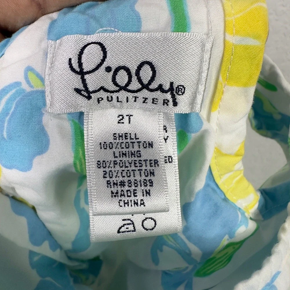 Lilly Pulitzer Bloomin Irises Dress Kid 2T Blue Yellow Floral Sleeveless Coastal